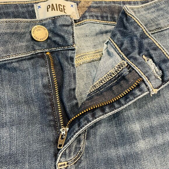 ~ PAIGE 28 Jean Shorts** Jimmy Jimmy Rolled Hem Zip Button Pockets Mid-Rise - Picture 14 of 16